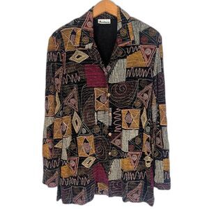 Jordana Vintage Beaded Jeweled Maximal Button Front Artsy Blouse Size 10